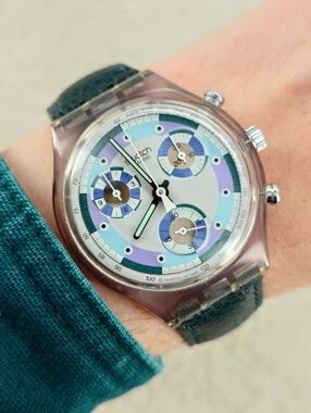 Swatch Men’s Watch Chrono Greentic SCV100 Swiss Chronograph 37mm Vintage Working